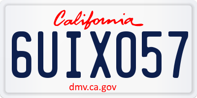 CA license plate 6UIX057