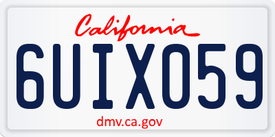 CA license plate 6UIX059