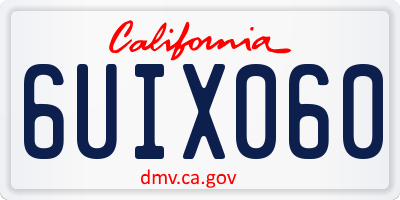 CA license plate 6UIX060