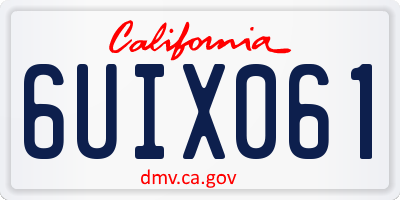 CA license plate 6UIX061
