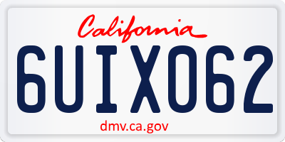 CA license plate 6UIX062