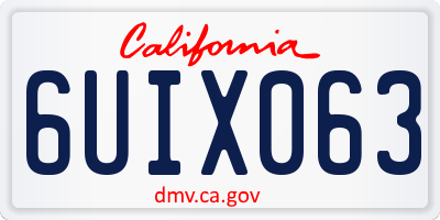 CA license plate 6UIX063