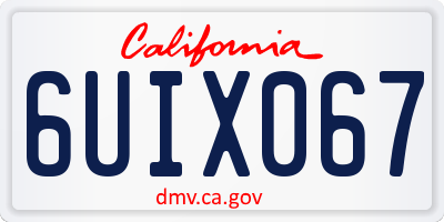 CA license plate 6UIX067