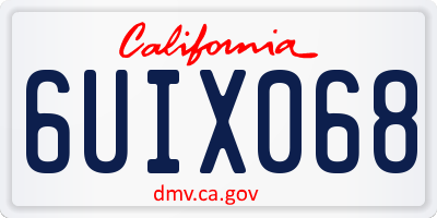 CA license plate 6UIX068