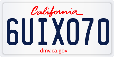 CA license plate 6UIX070