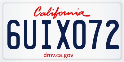 CA license plate 6UIX072