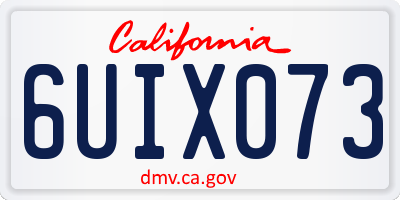 CA license plate 6UIX073