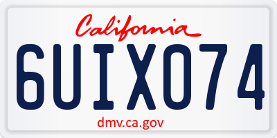 CA license plate 6UIX074
