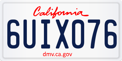CA license plate 6UIX076