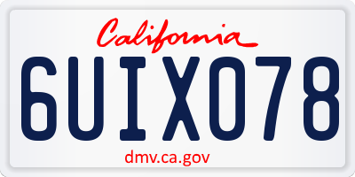 CA license plate 6UIX078