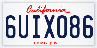 CA license plate 6UIX086