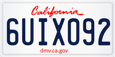 CA license plate 6UIX092