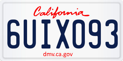 CA license plate 6UIX093