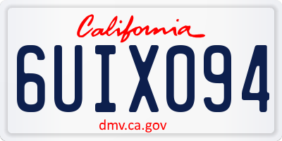CA license plate 6UIX094