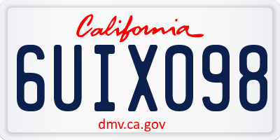 CA license plate 6UIX098