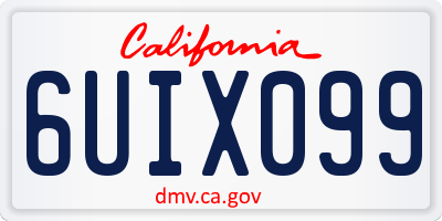 CA license plate 6UIX099