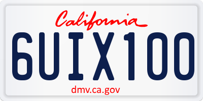 CA license plate 6UIX100