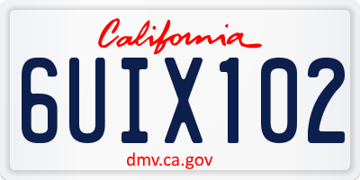 CA license plate 6UIX102