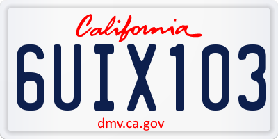 CA license plate 6UIX103