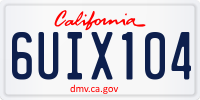 CA license plate 6UIX104