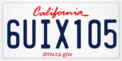 CA license plate 6UIX105