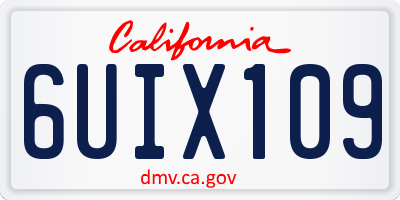 CA license plate 6UIX109