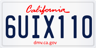 CA license plate 6UIX110