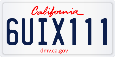CA license plate 6UIX111