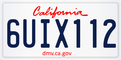 CA license plate 6UIX112