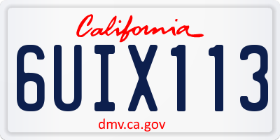 CA license plate 6UIX113