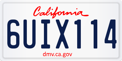 CA license plate 6UIX114