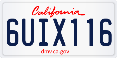 CA license plate 6UIX116