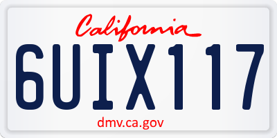 CA license plate 6UIX117