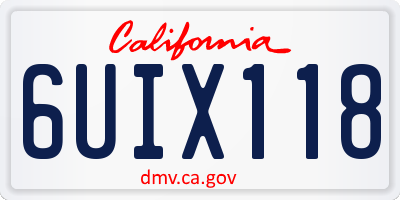 CA license plate 6UIX118