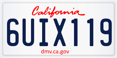CA license plate 6UIX119