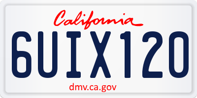 CA license plate 6UIX120