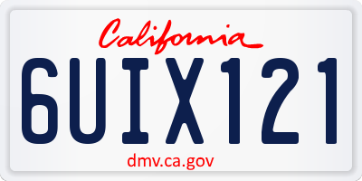 CA license plate 6UIX121