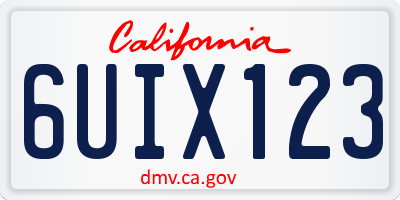 CA license plate 6UIX123