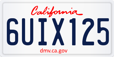 CA license plate 6UIX125
