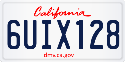 CA license plate 6UIX128