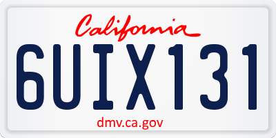 CA license plate 6UIX131
