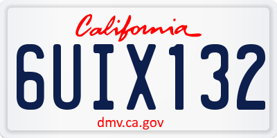 CA license plate 6UIX132