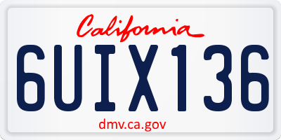 CA license plate 6UIX136