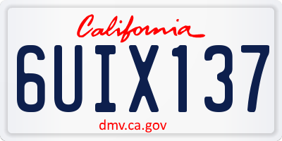 CA license plate 6UIX137