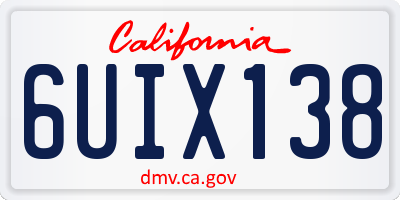 CA license plate 6UIX138