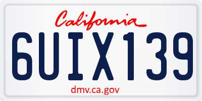 CA license plate 6UIX139