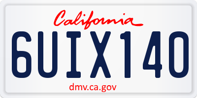 CA license plate 6UIX140