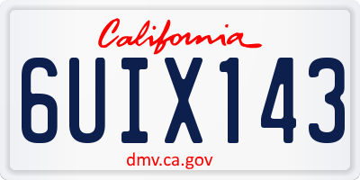 CA license plate 6UIX143