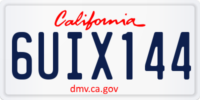 CA license plate 6UIX144