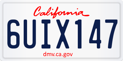 CA license plate 6UIX147